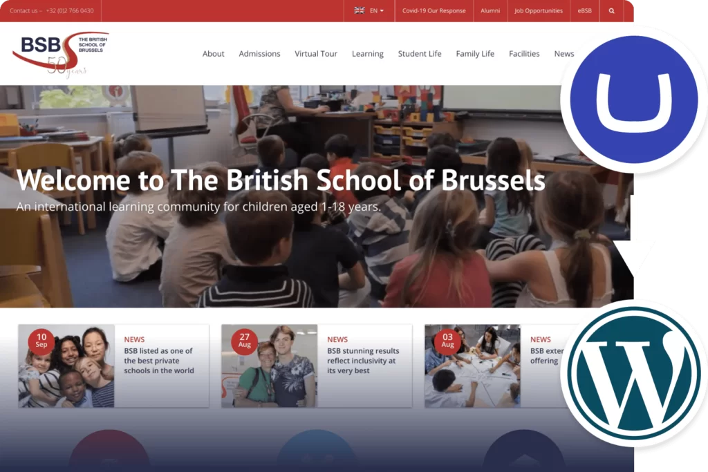 Conversion of British School of Brussels' website from Umbraco to Wordpress