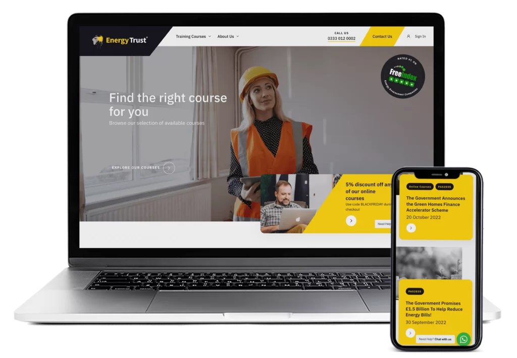 Energy Trust website screenshot for desktop and mobile